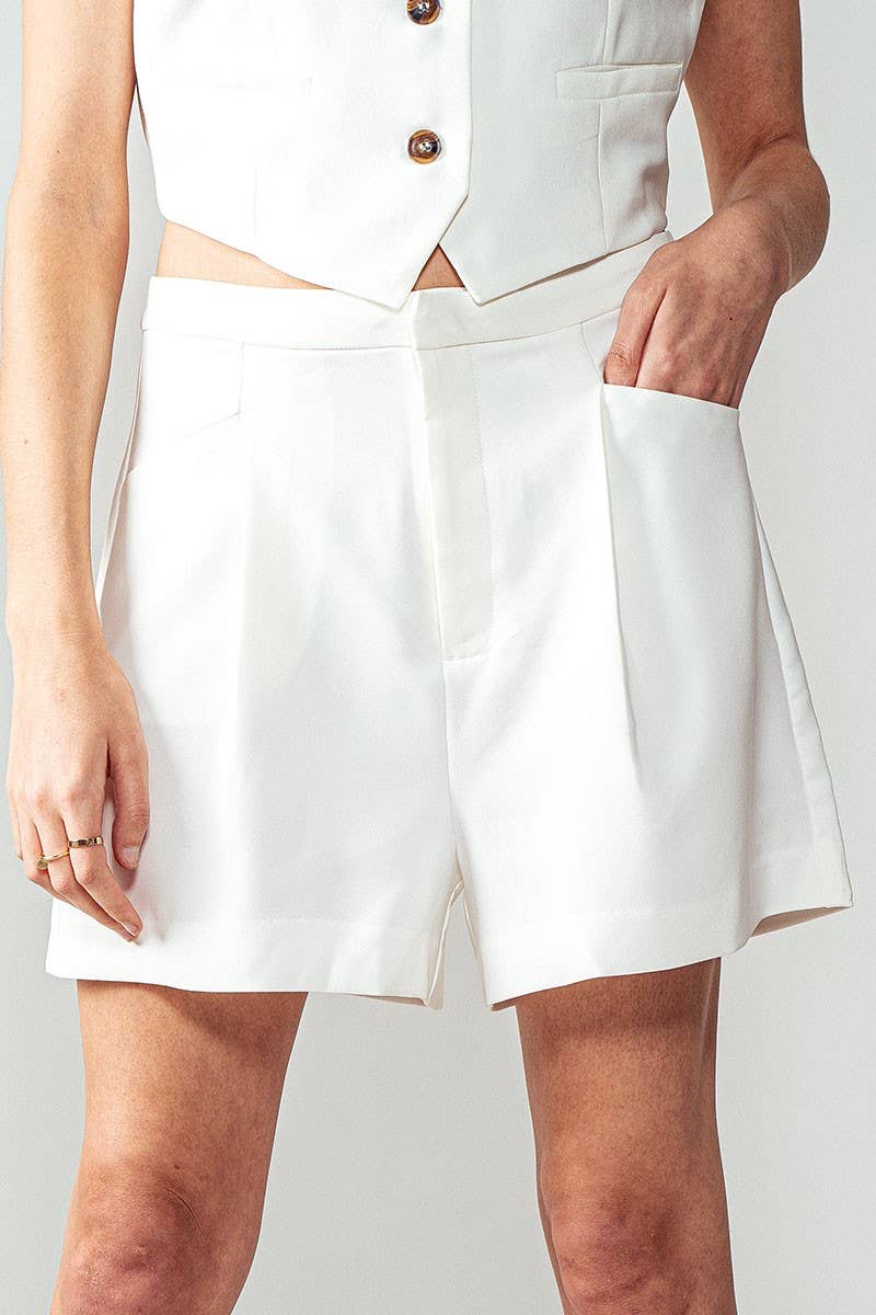 High-Waist Pleated Shorts