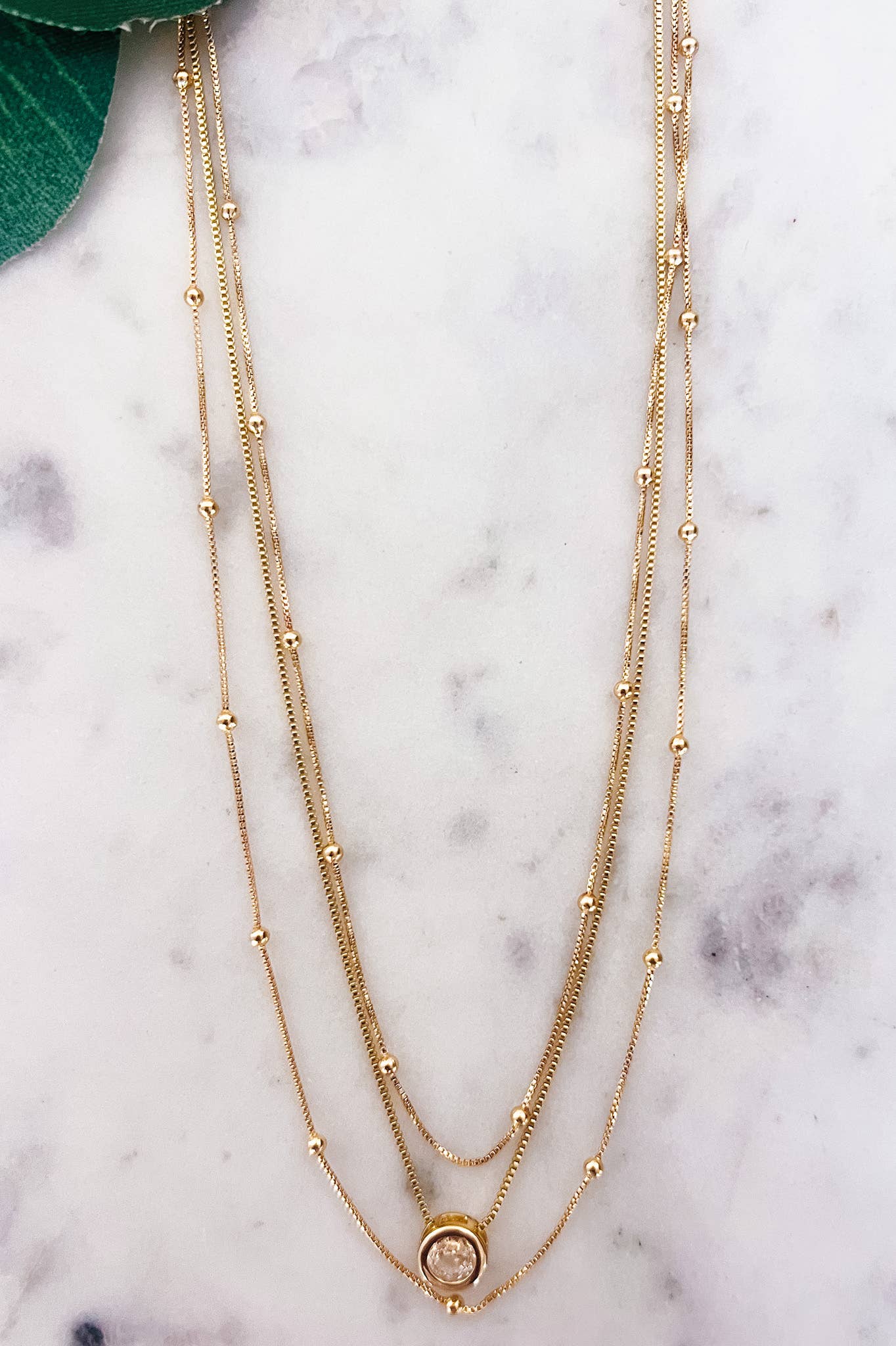 Layer Stone Charm Necklace