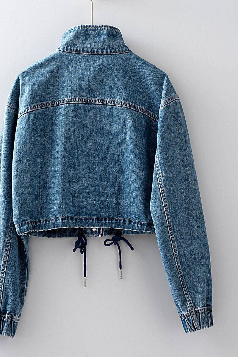 Drawstring Denim Jacket