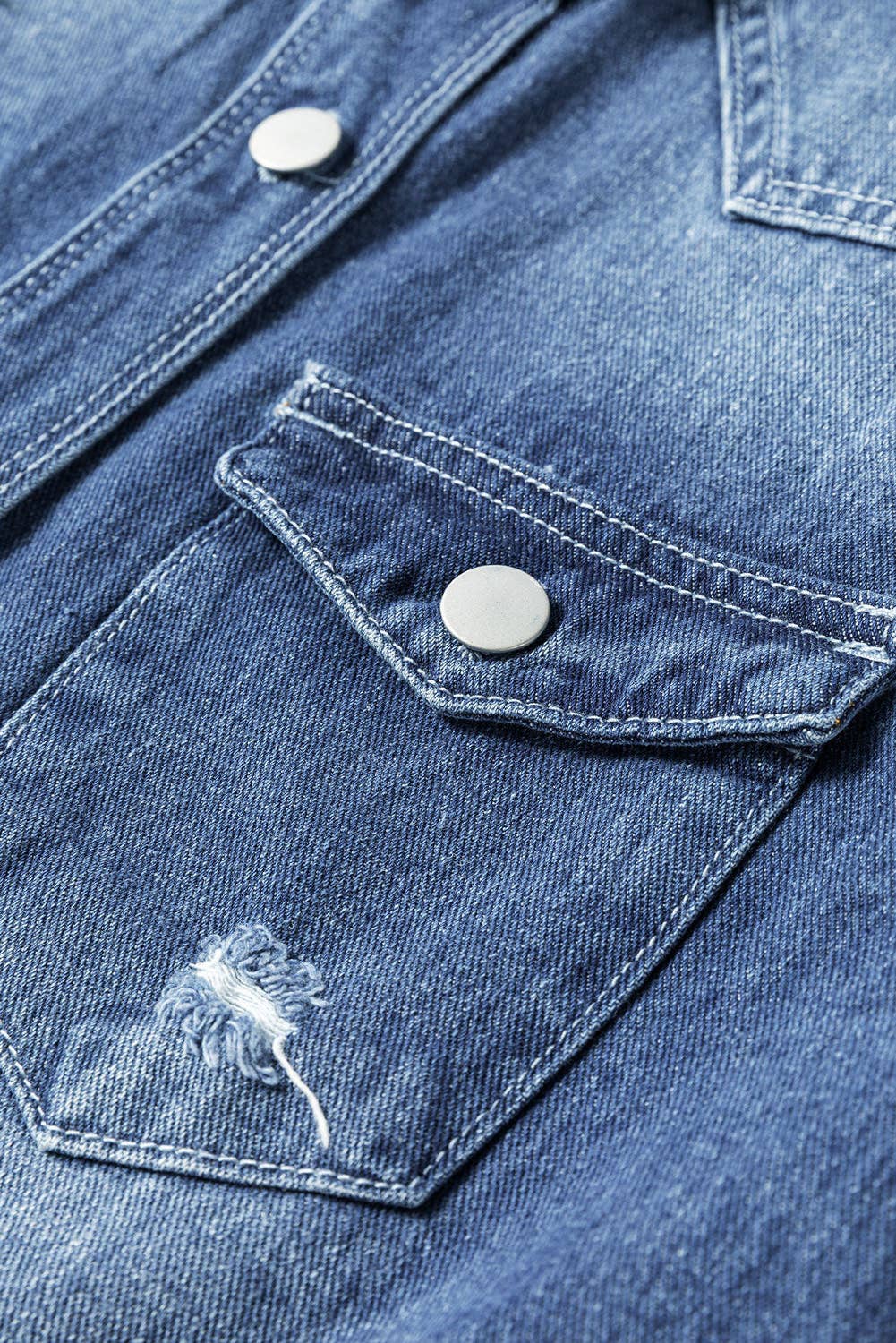 Distressed Long Denim Jacket