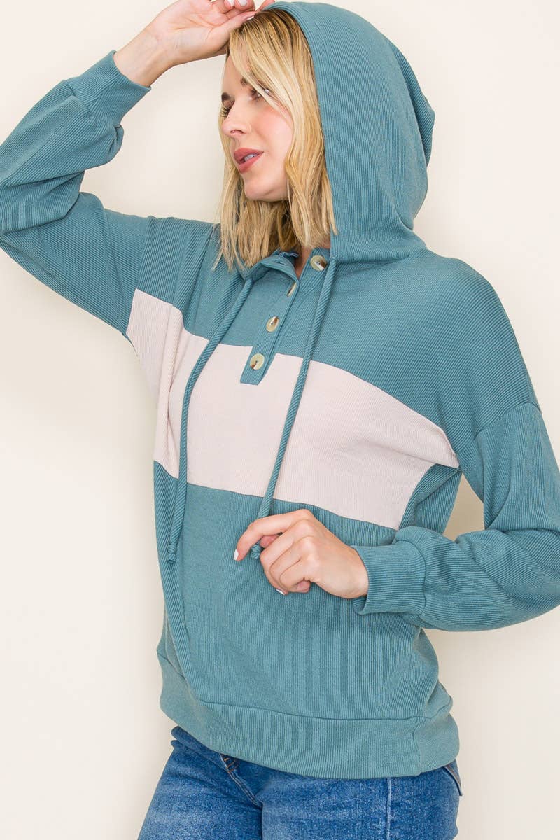 MONACO RIB HOODIE TOP