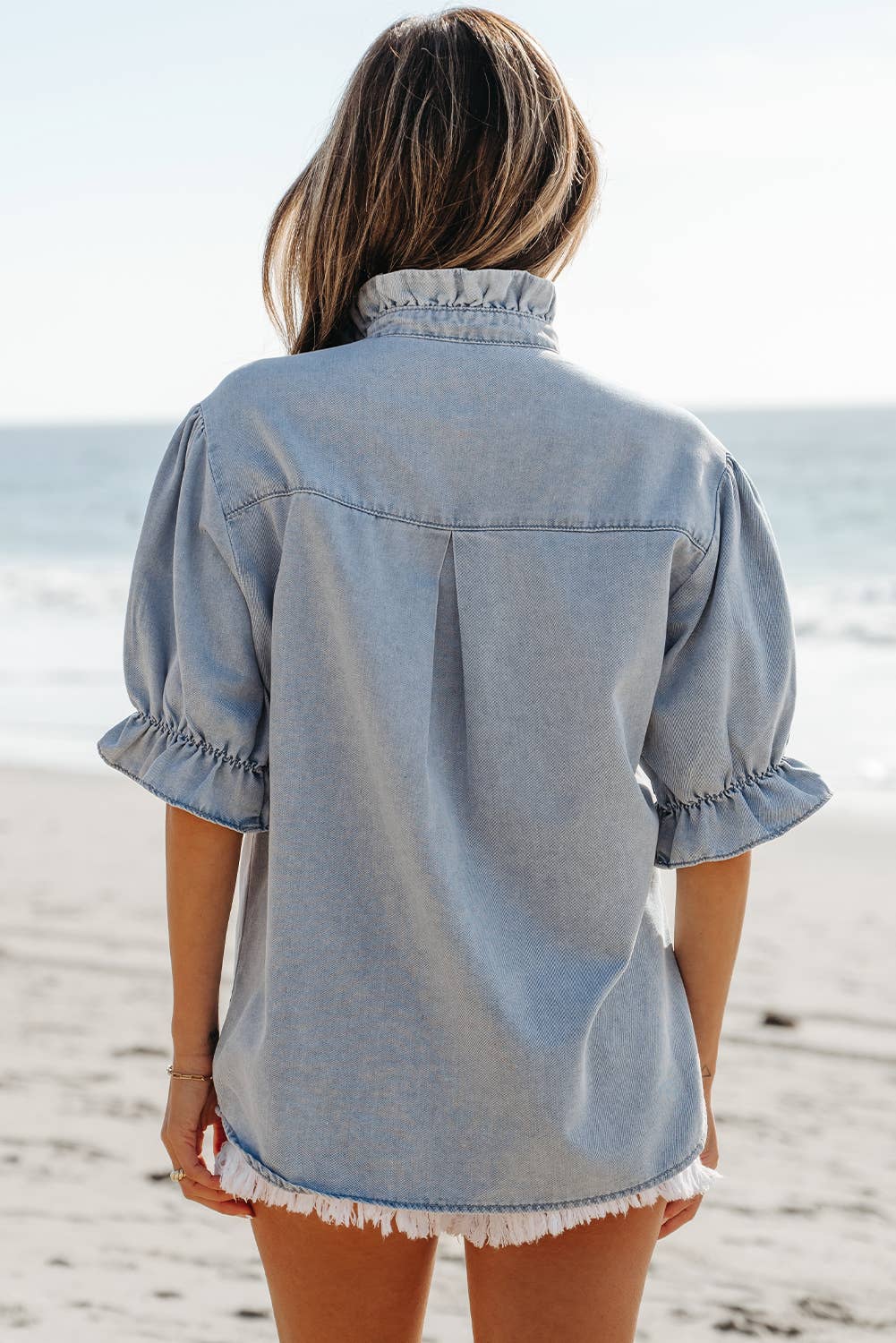 Puff Sleeve Denim Top