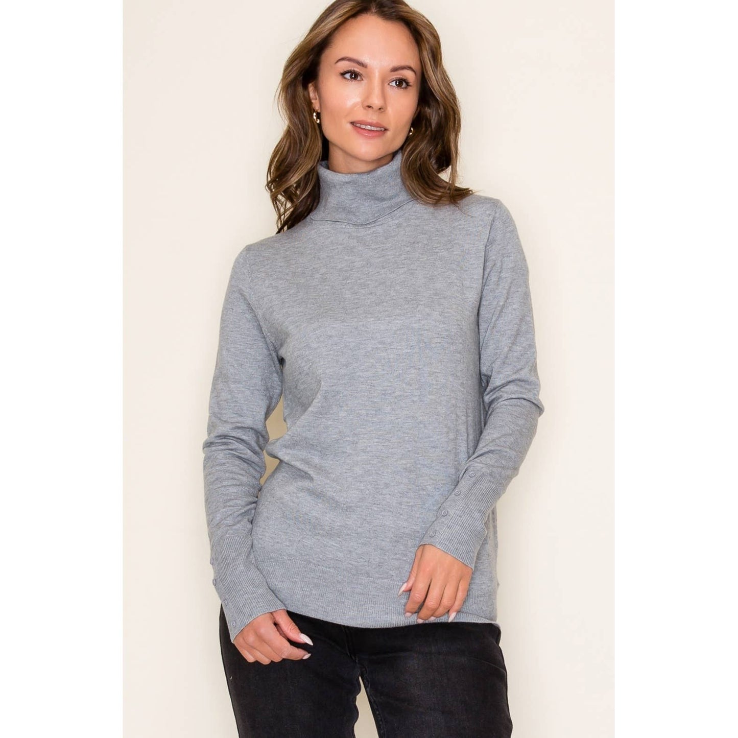 Turtle Neck Long Slv. Gray