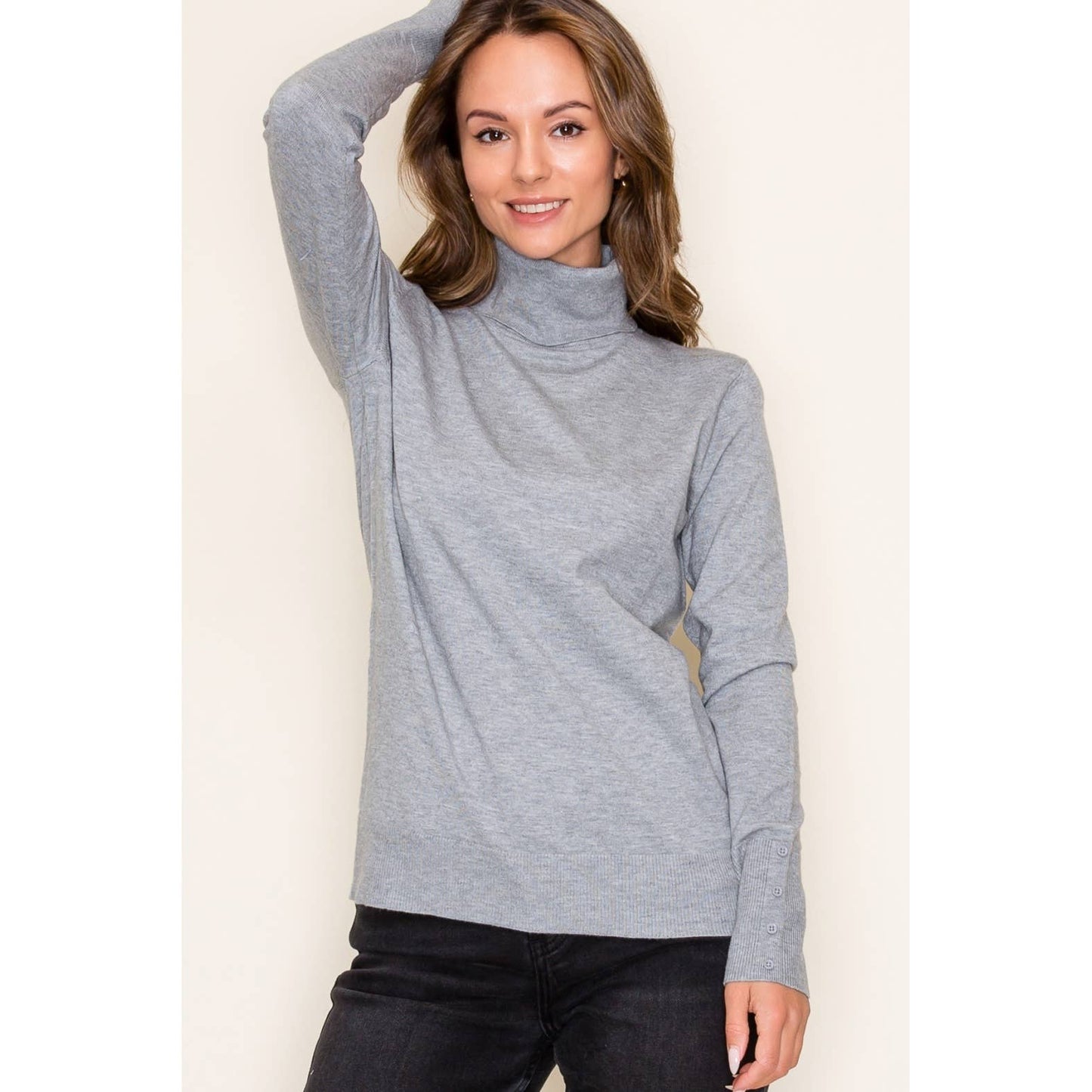 Turtle Neck Long Slv. Gray