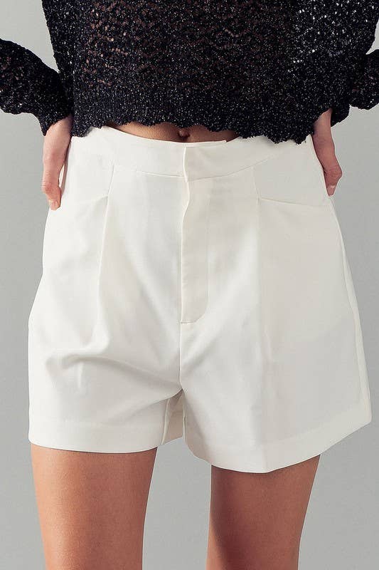 High-Waist Pleated Shorts