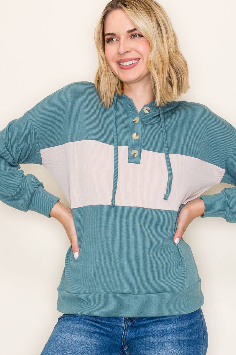 MONACO RIB HOODIE TOP