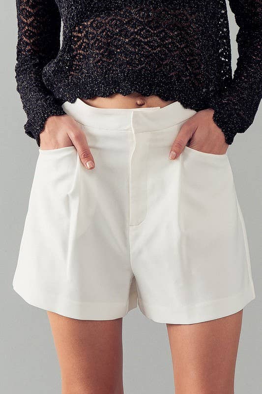 High-Waist Pleated Shorts