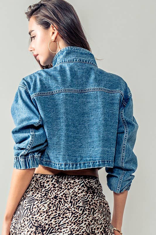 Drawstring Denim Jacket