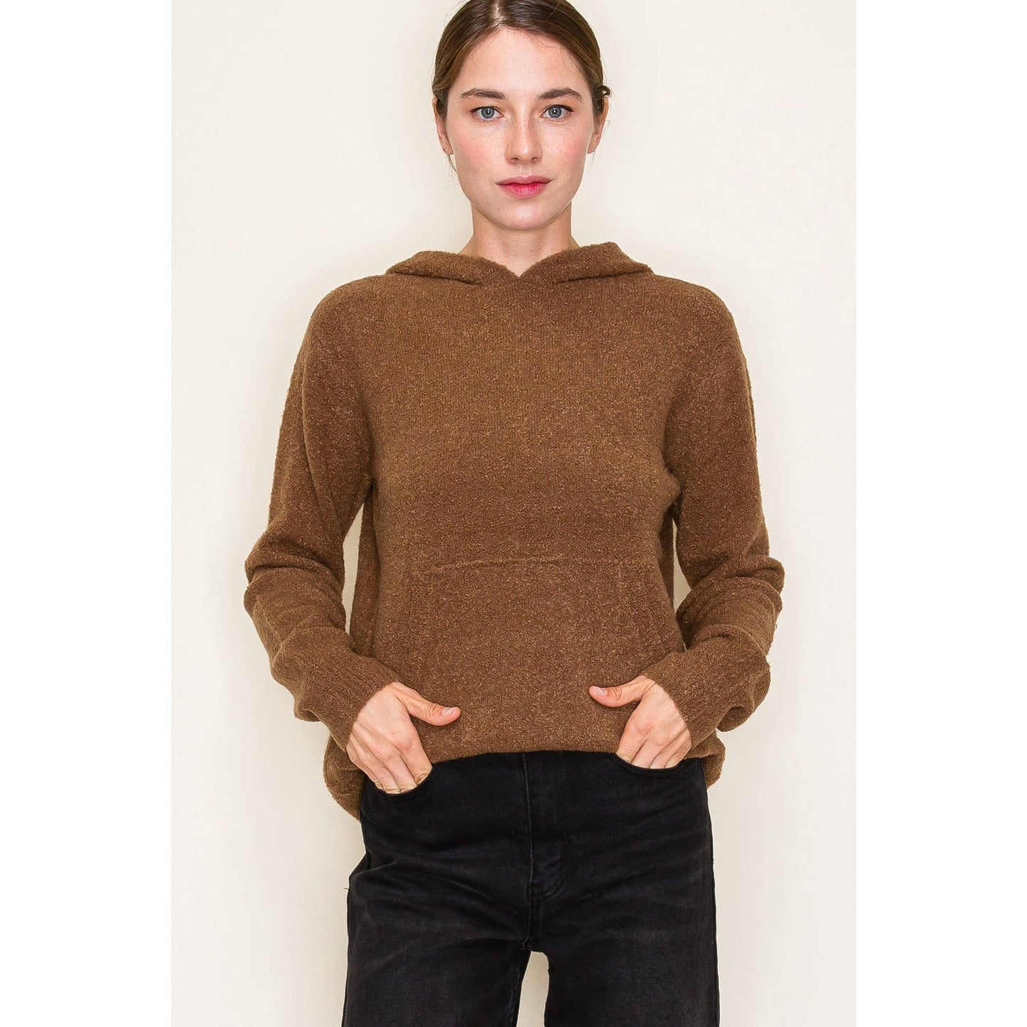 Boucle Yarn Hoodie Sweater