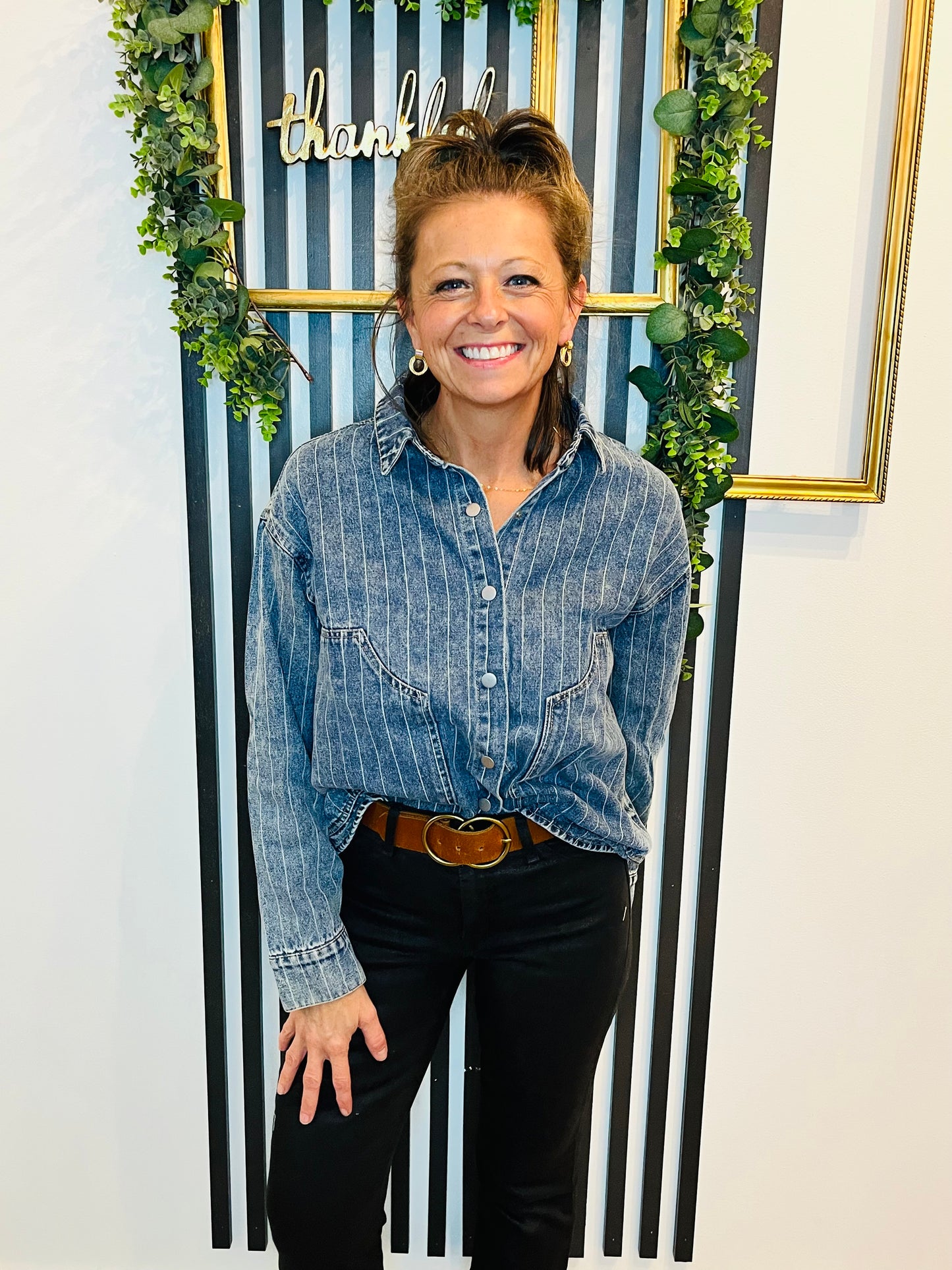 Washed Stripe Denim Shirt