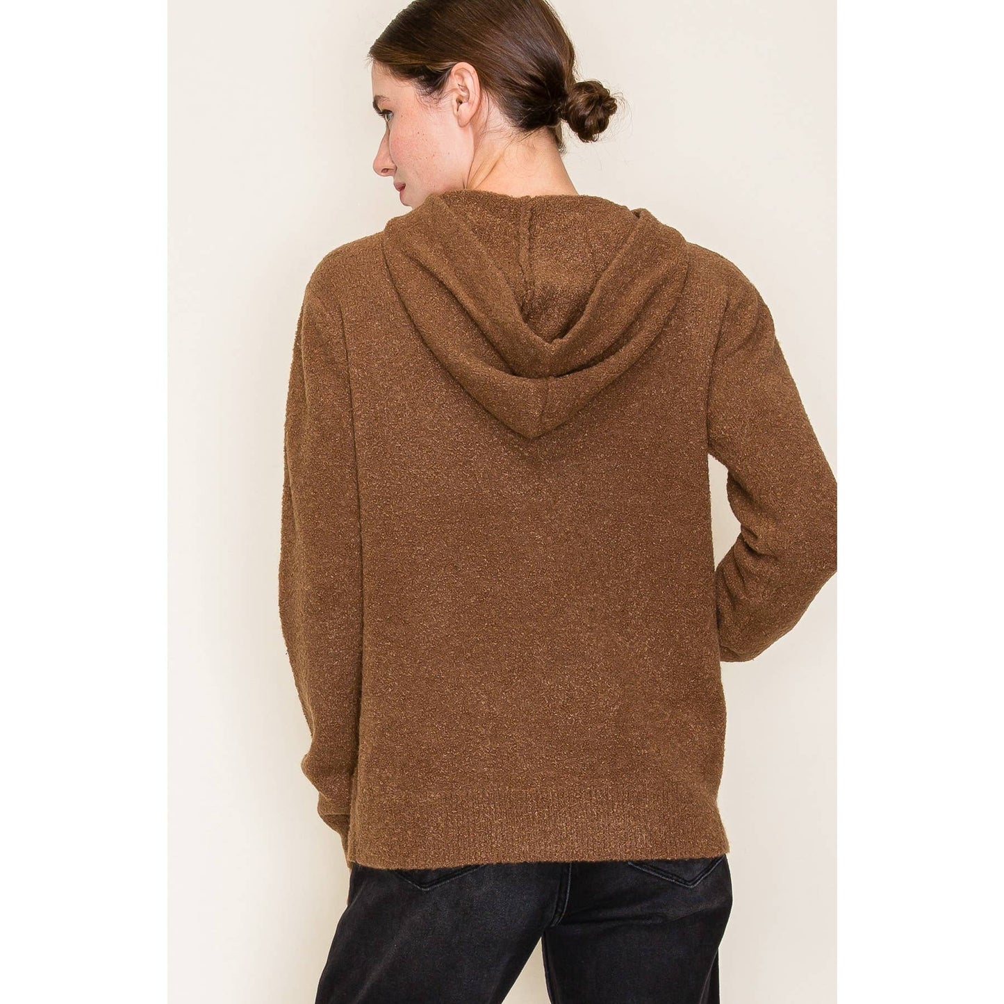 Boucle Yarn Hoodie Sweater
