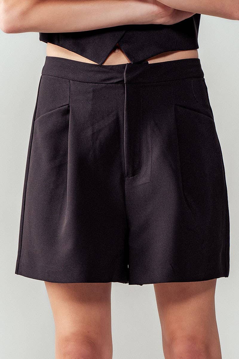 High-Waist Pleated Shorts