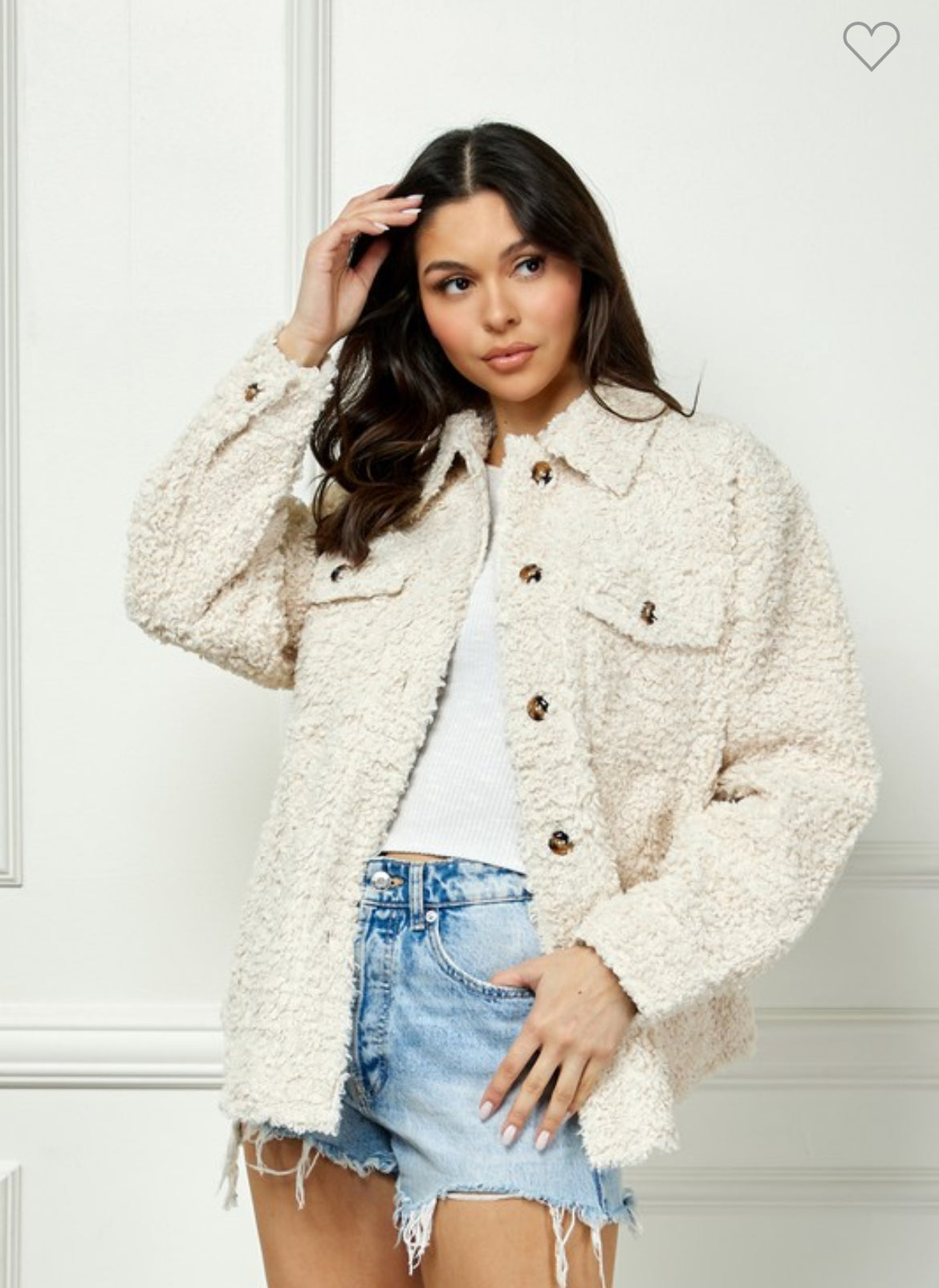 Shaggy oversized shacket