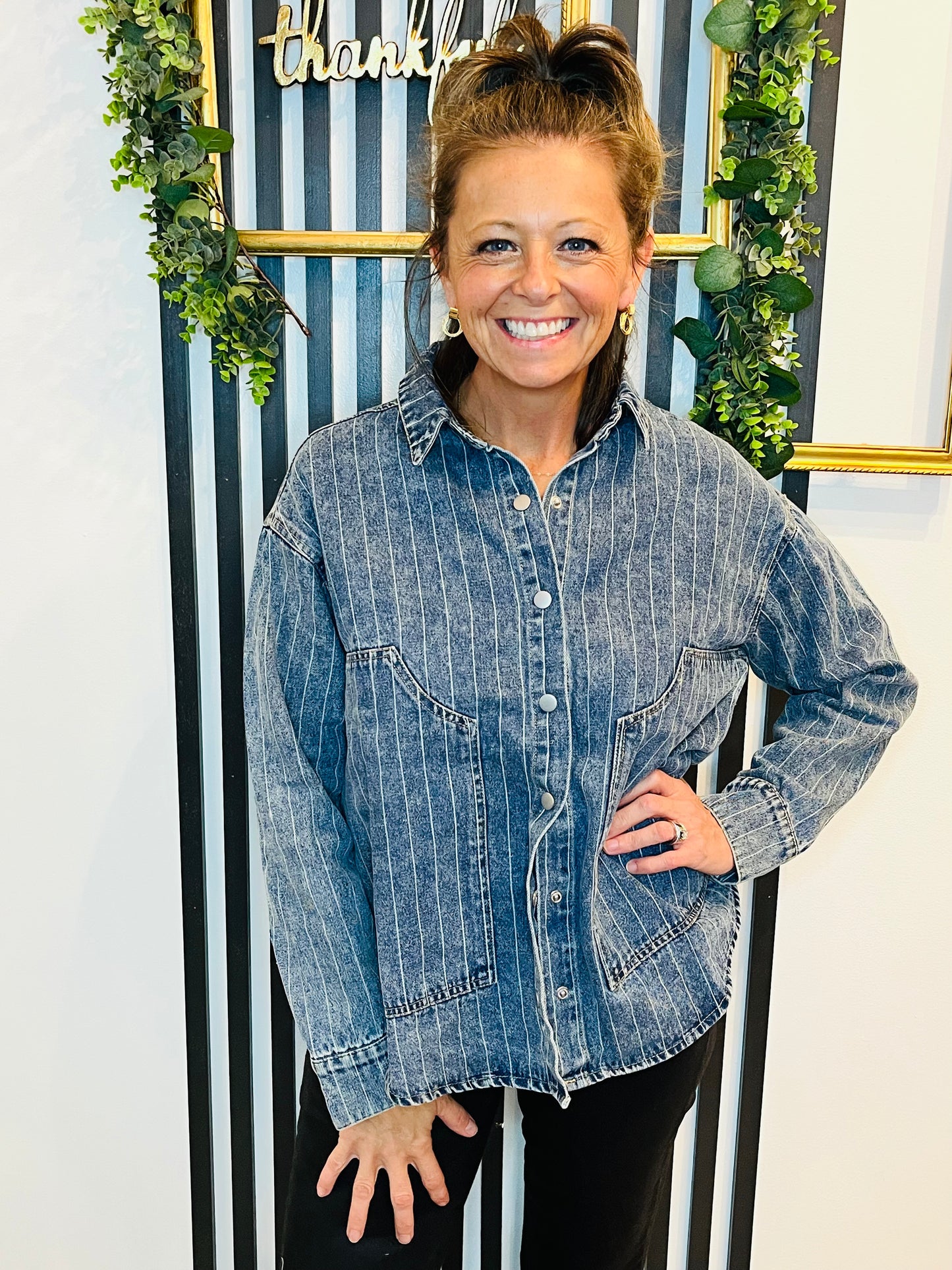 Washed Stripe Denim Shirt