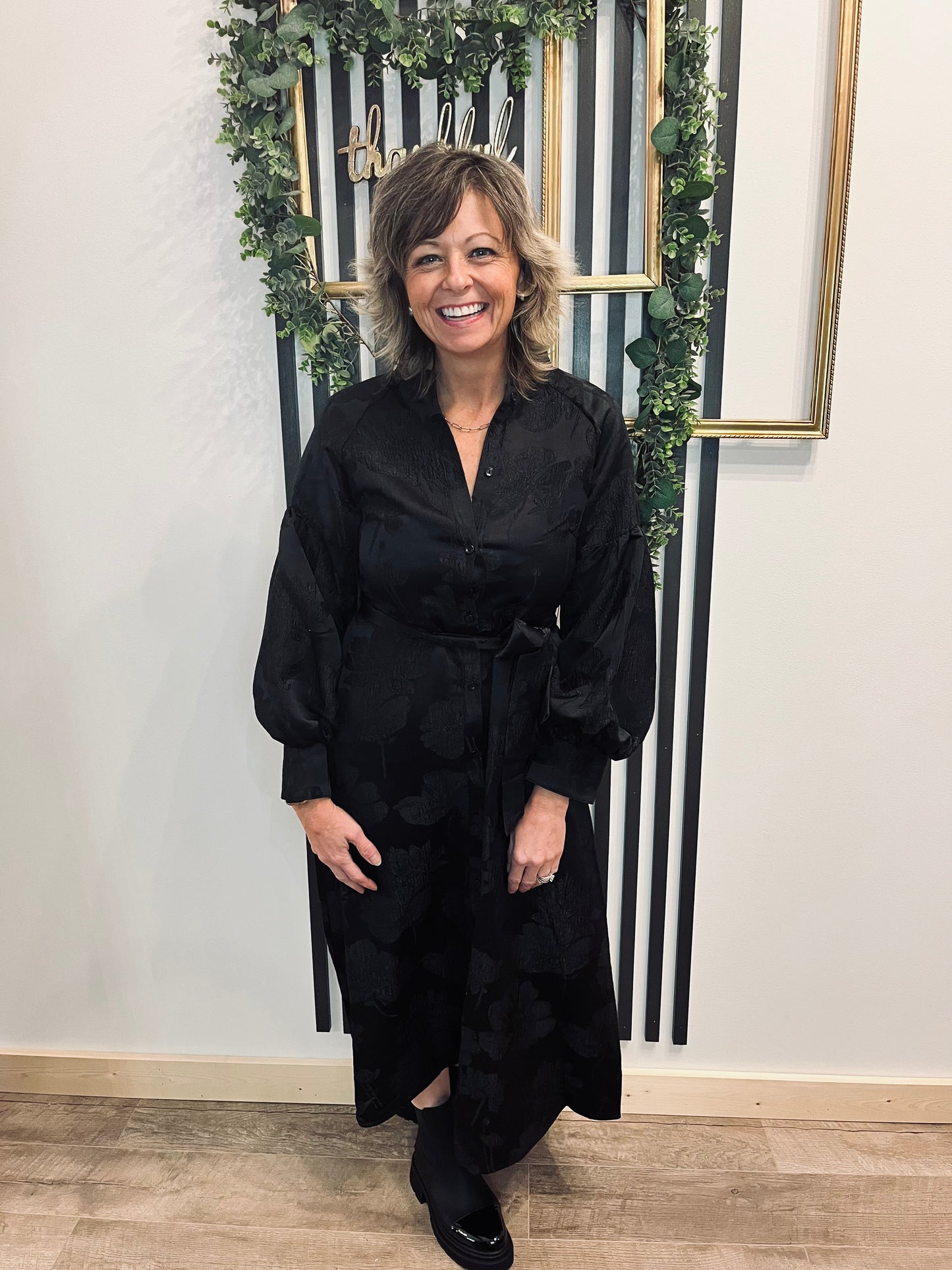 Belted A-Line Midi Dress