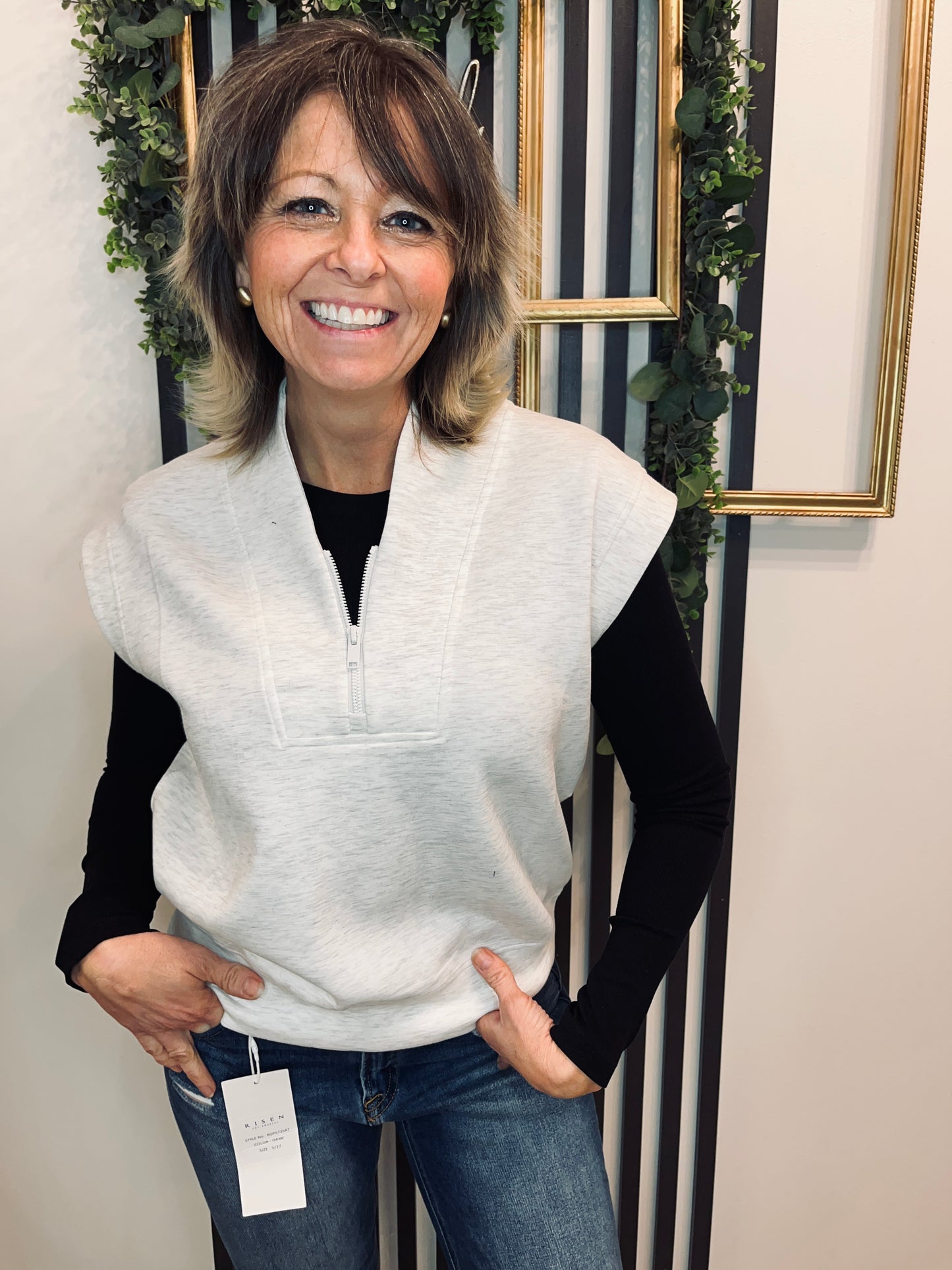 1/4 zip Sleeveless Top