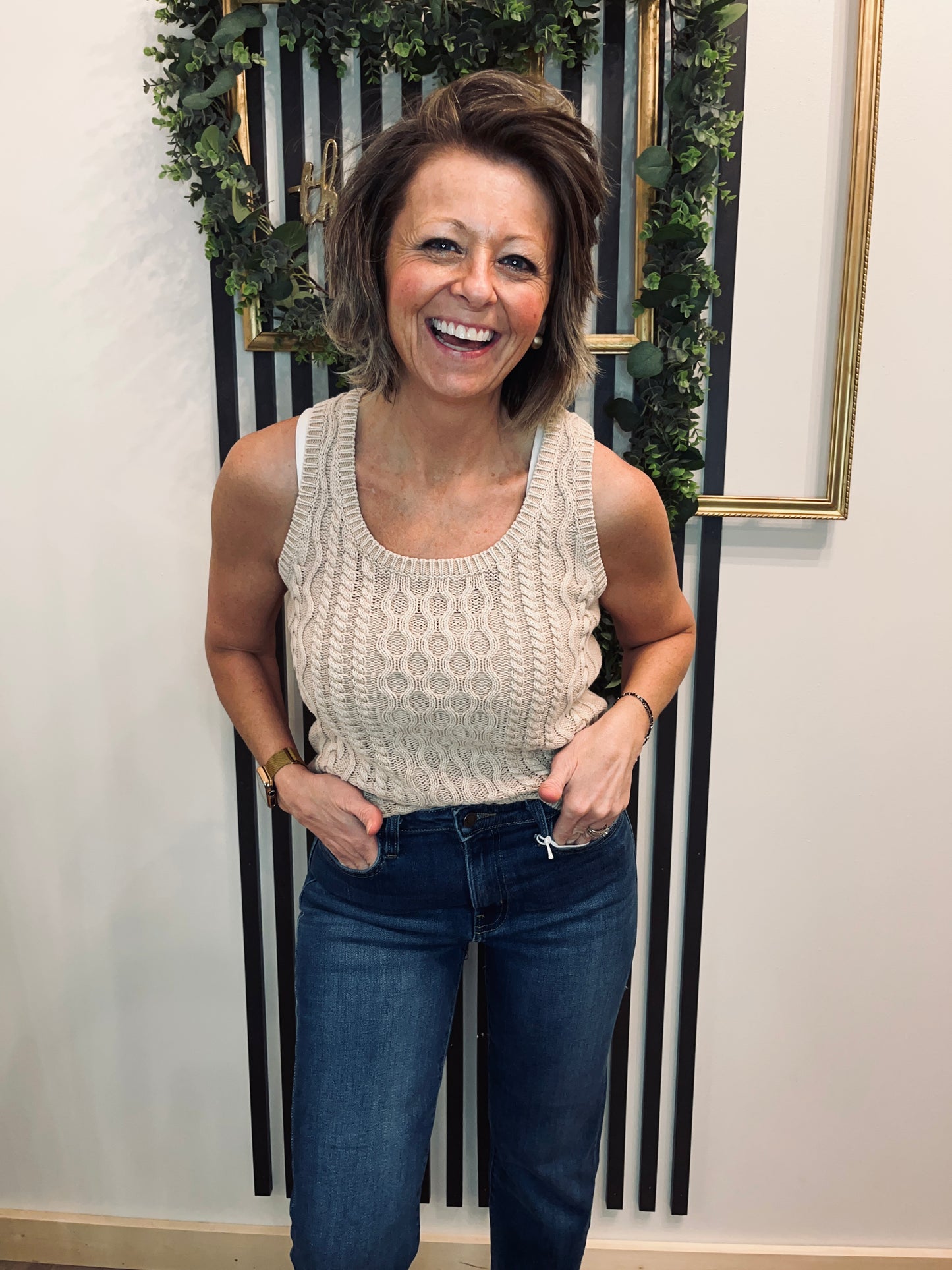 Washed Cable Knit Tank