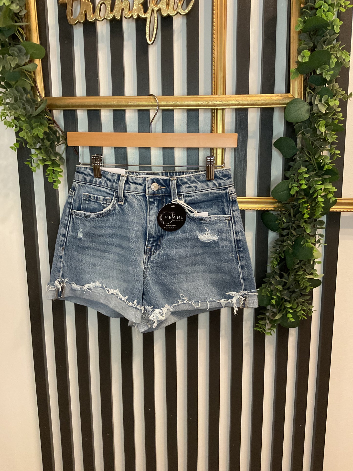 High Rise Raw Hem Short