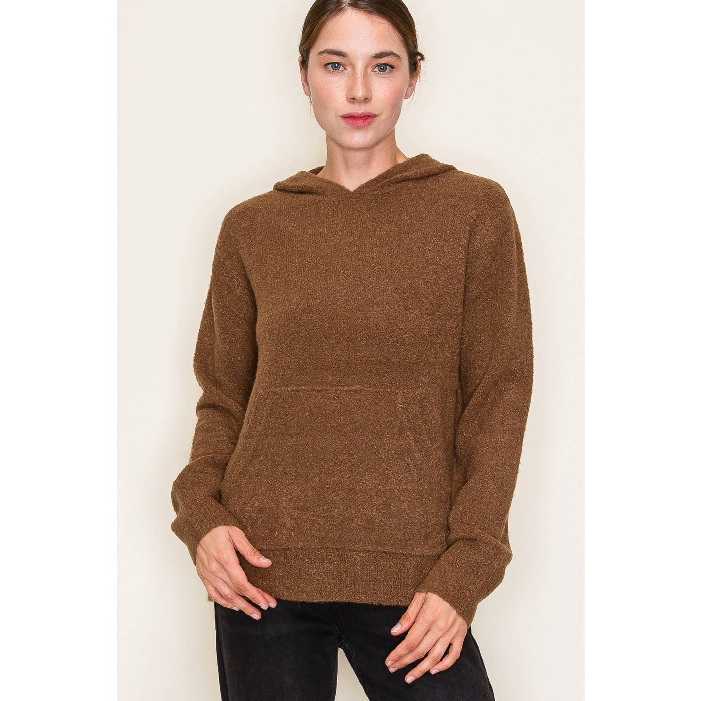 Boucle Yarn Hoodie Sweater
