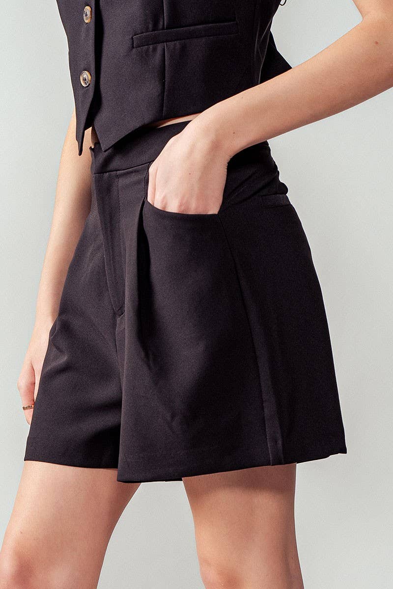 High-Waist Pleated Shorts