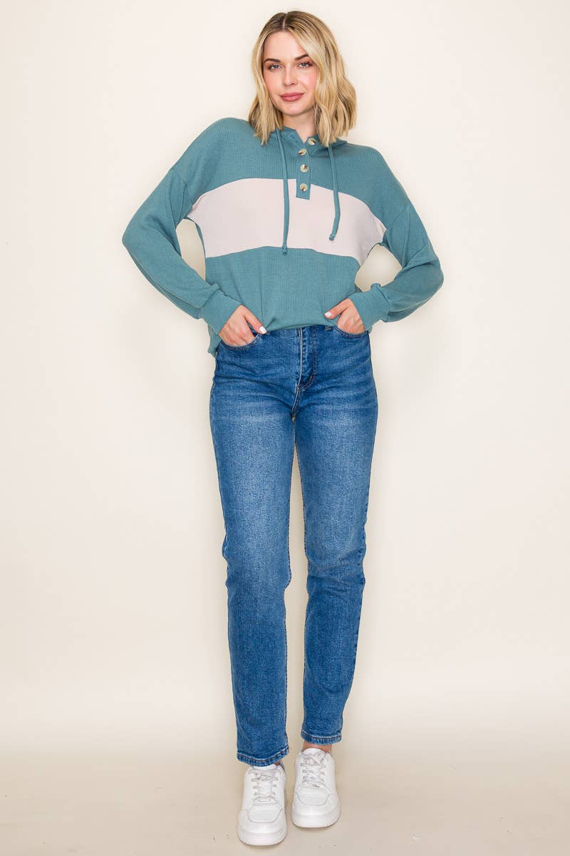 MONACO RIB HOODIE TOP