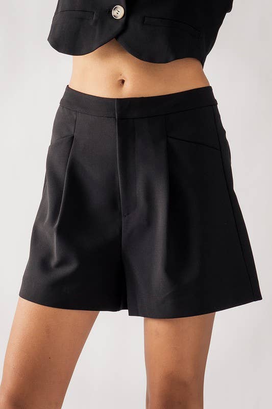 High-Waist Pleated Shorts