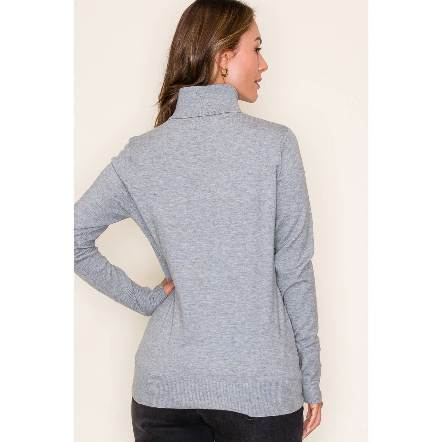 Turtle Neck Long Slv. Gray