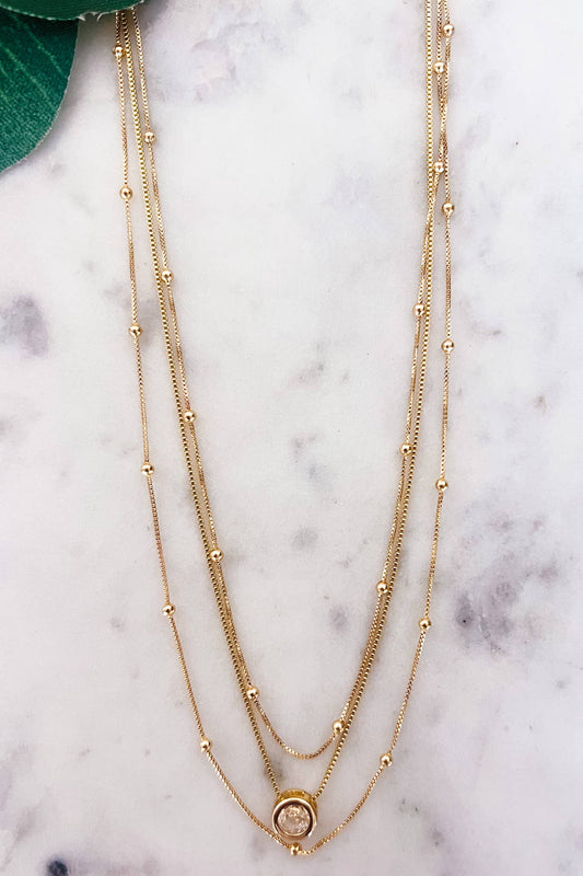 Layer Stone Charm Necklace