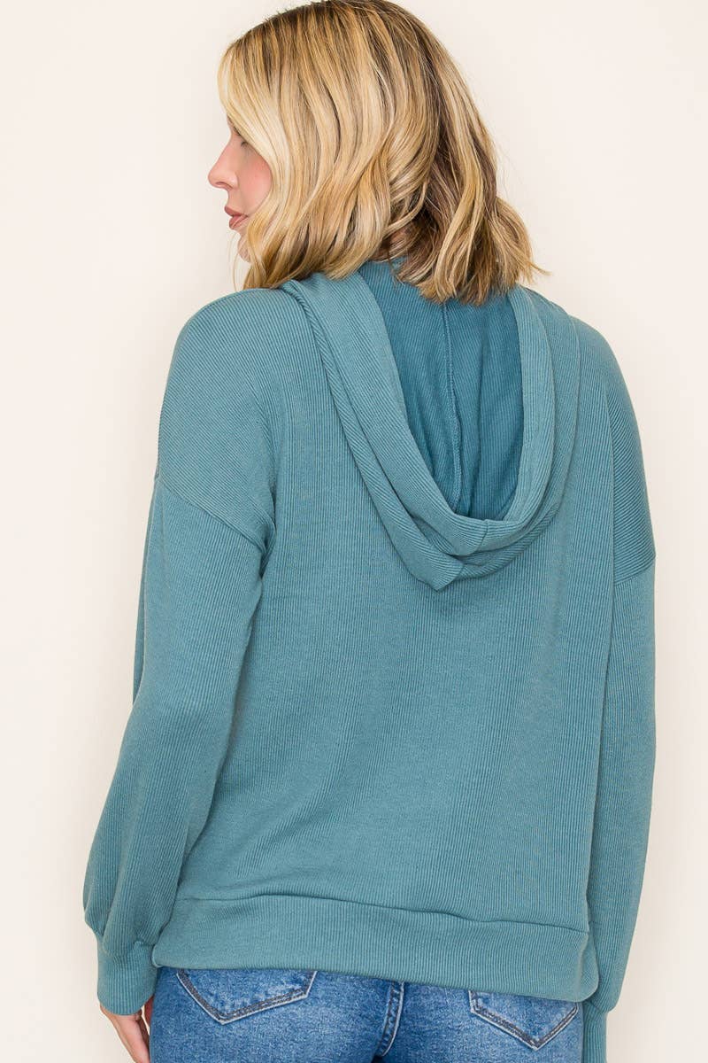 MONACO RIB HOODIE TOP