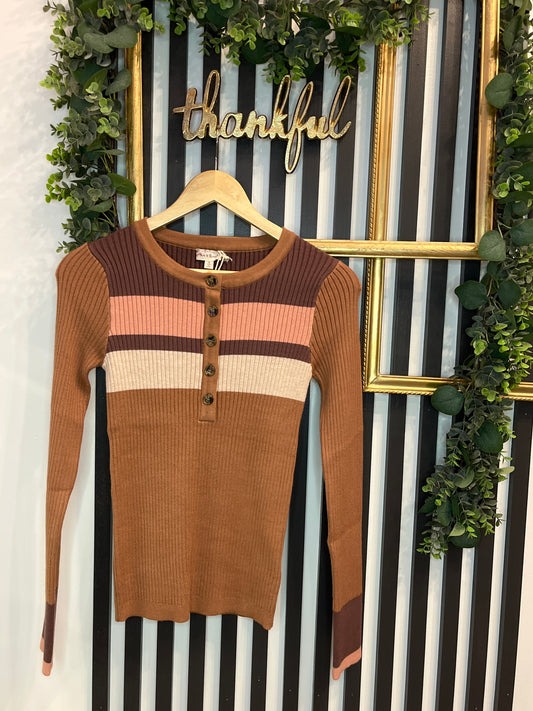 Color Block Ribbed Sweater