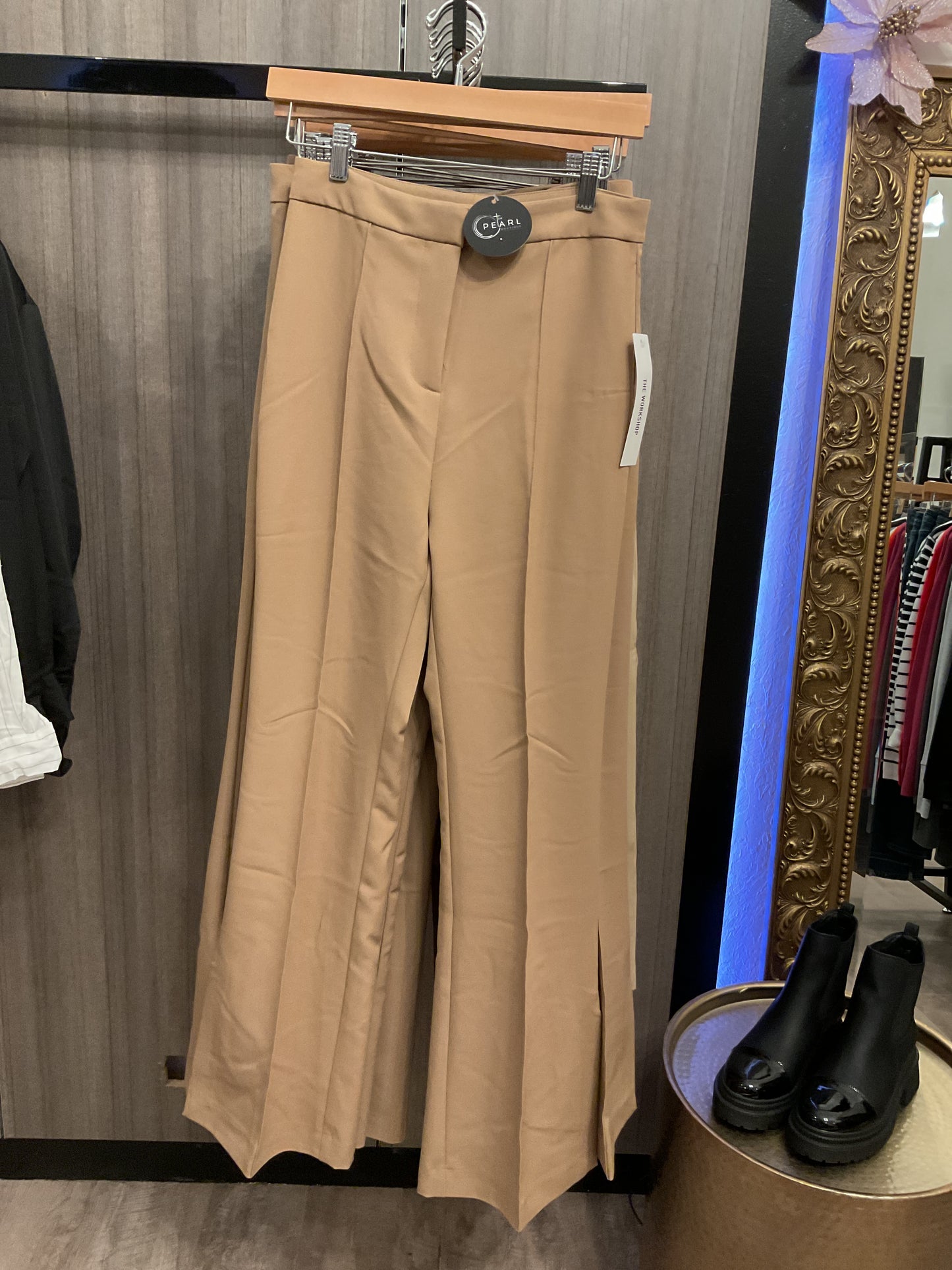 Split Hem Dress Pant-Khaki