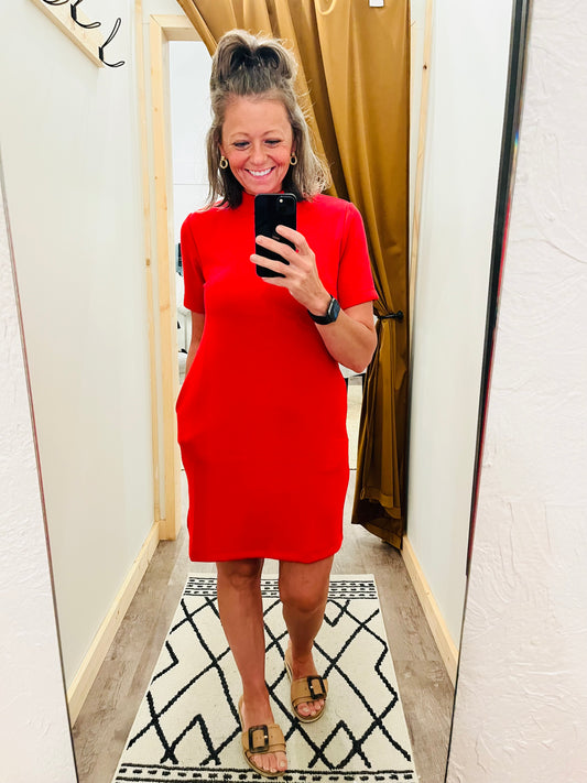 SCUBA MOCK NECK DRESS