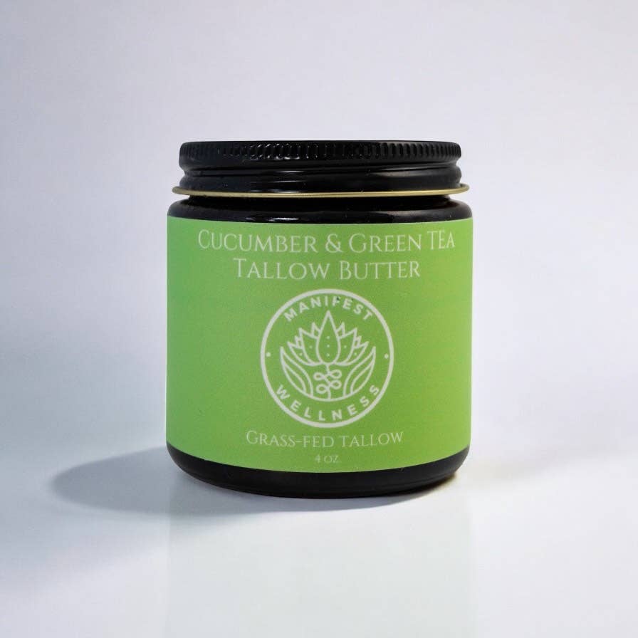Cucumber & Green Tea Tallow Butter, Grassfed & Organic 4oz.