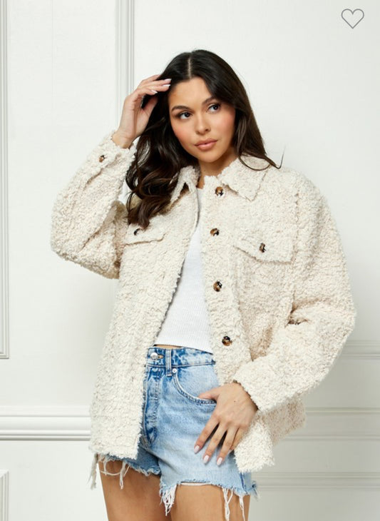 Shaggy oversized shacket
