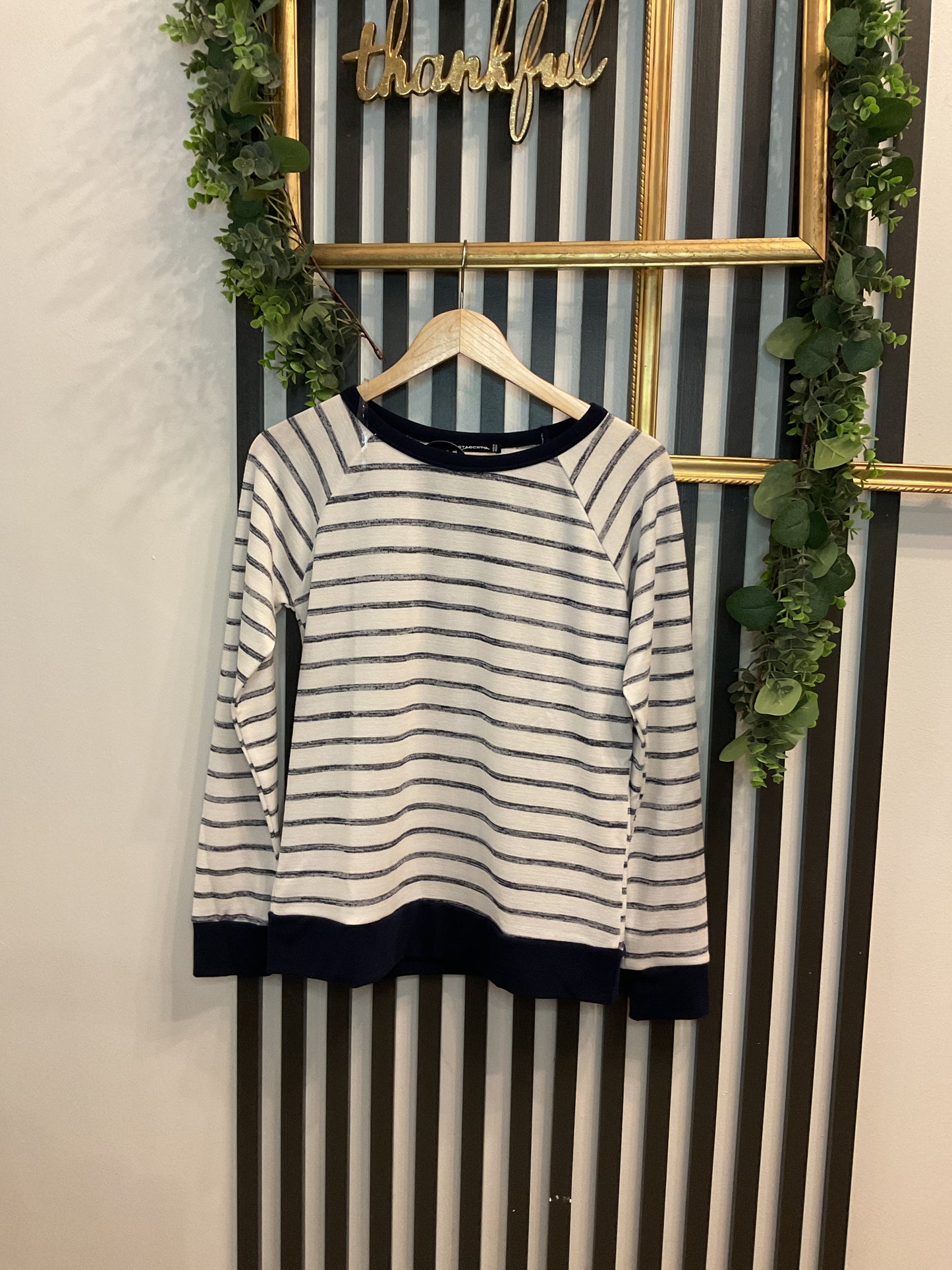 Ivory/Navy Stripe Top