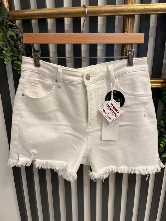 White Side Slit Shorts