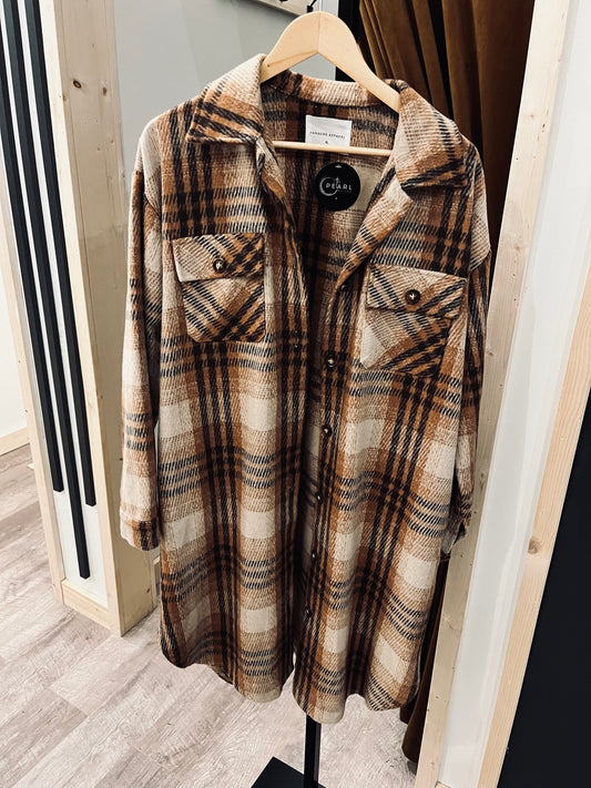 Brown, Tan & Rust Plaid Long