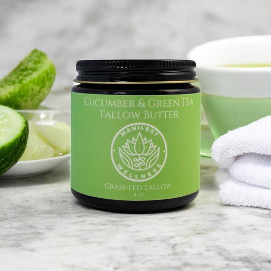 Cucumber & Green Tea Tallow Butter, Grassfed & Organic 4oz.